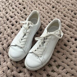 Tory Burch Shoes Womens Howell Court Sneakers Casual Lace Up White Leather 7.5